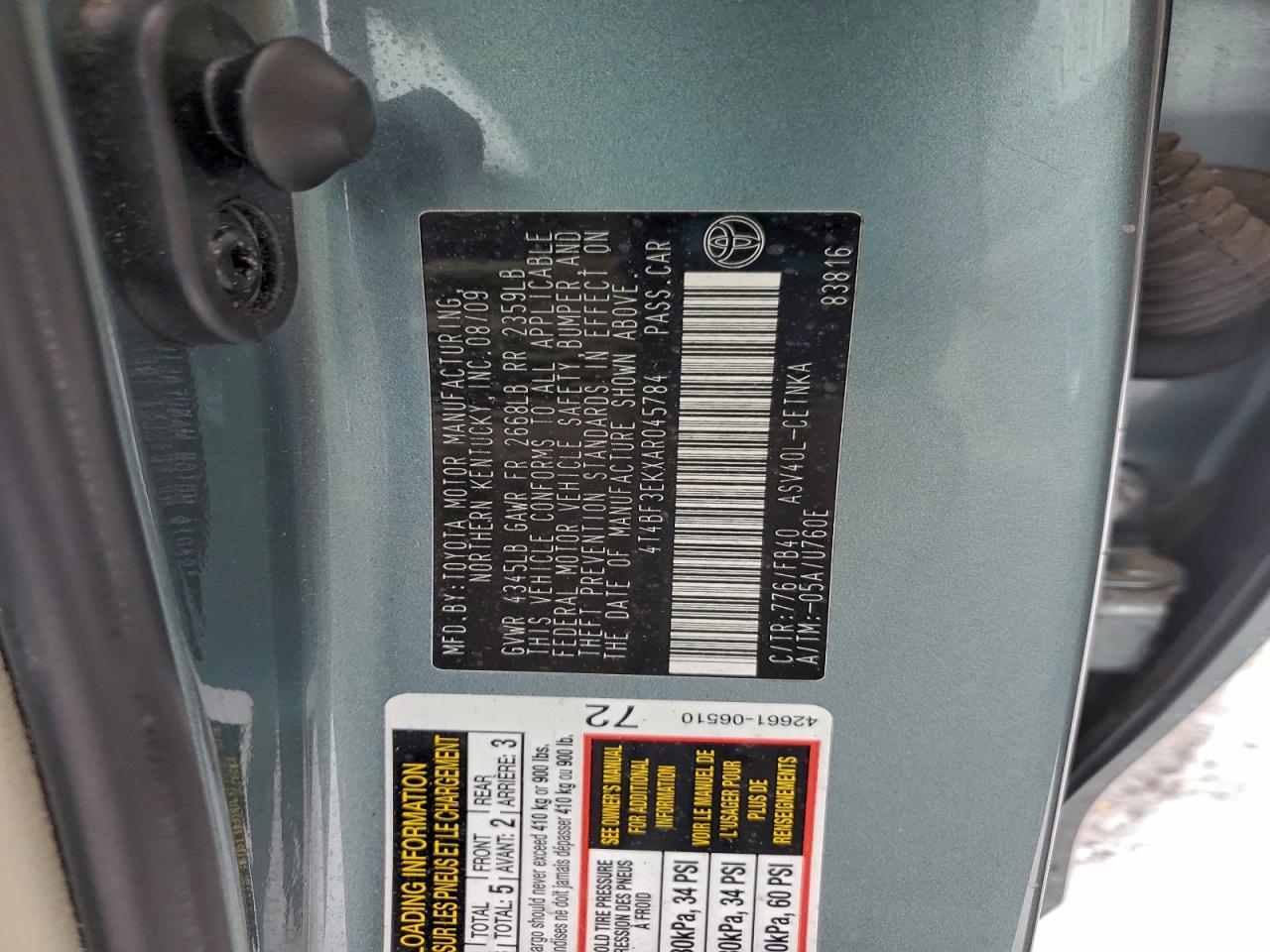 2010 TOYOTA CAMRY BASE photo 12