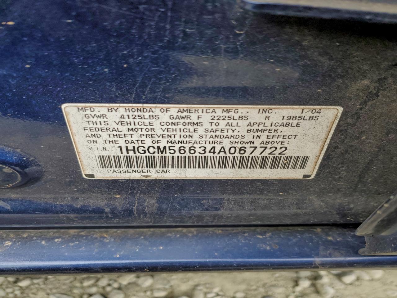 2004 HONDA ACCORD EX photo 12