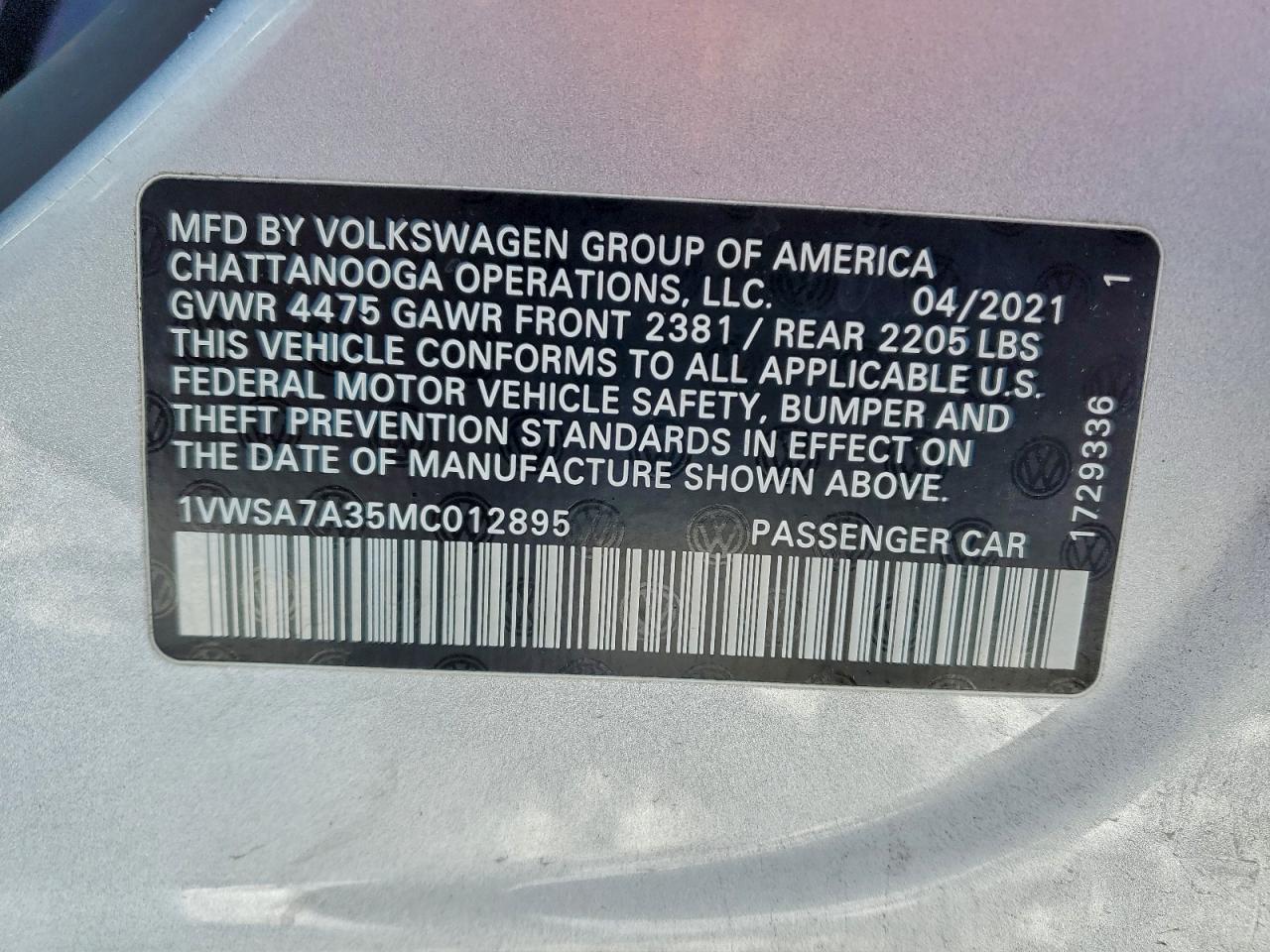 2021 VOLKSWAGEN PASSAT SE photo 13