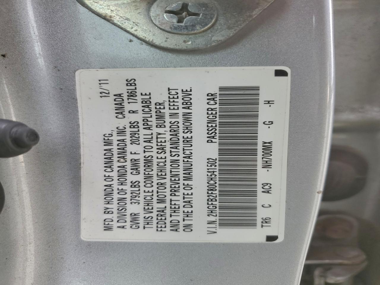 2012 HONDA CIVIC EX photo 23