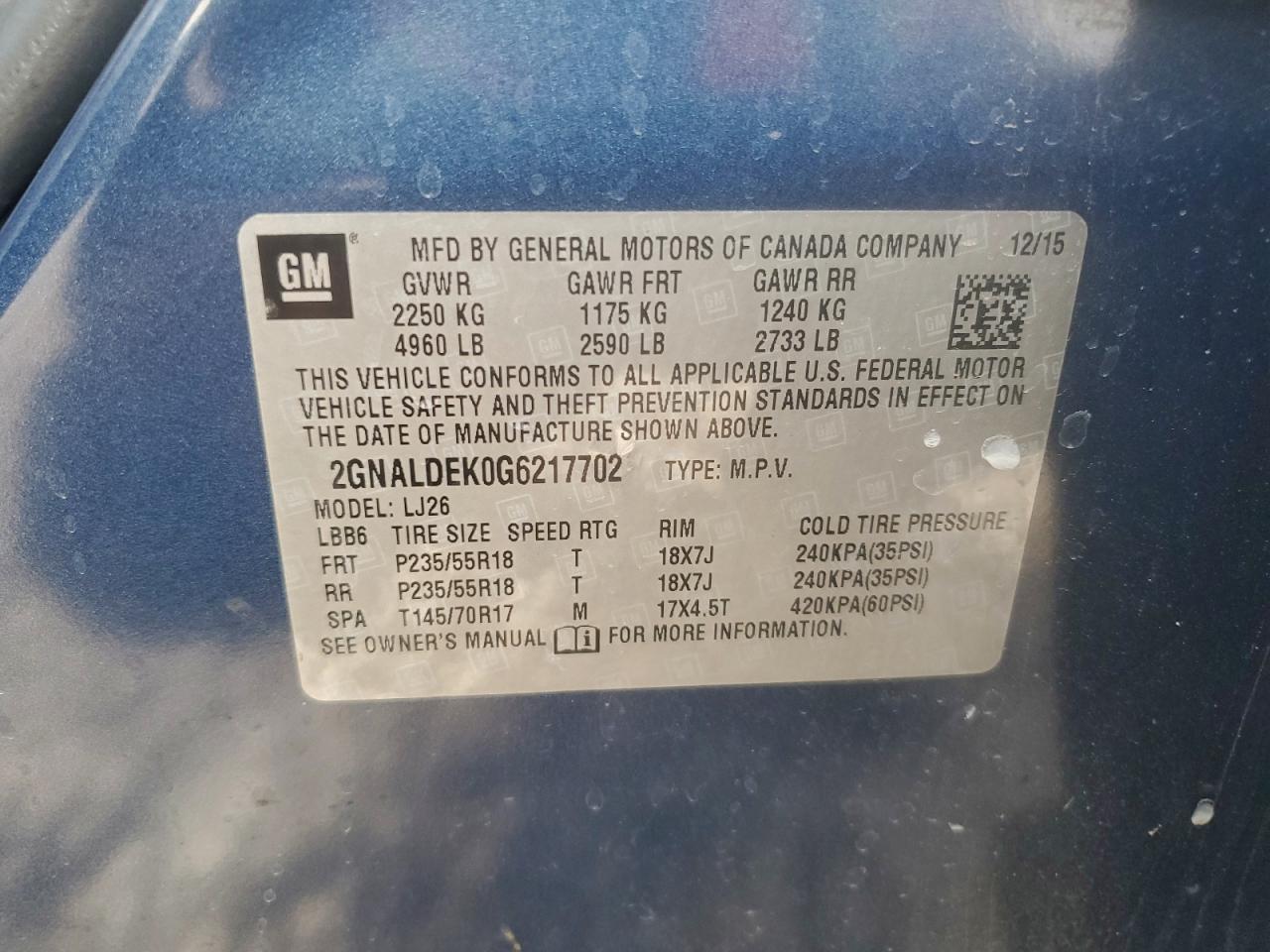 2016 CHEVROLET EQUINOX LTZ photo 13