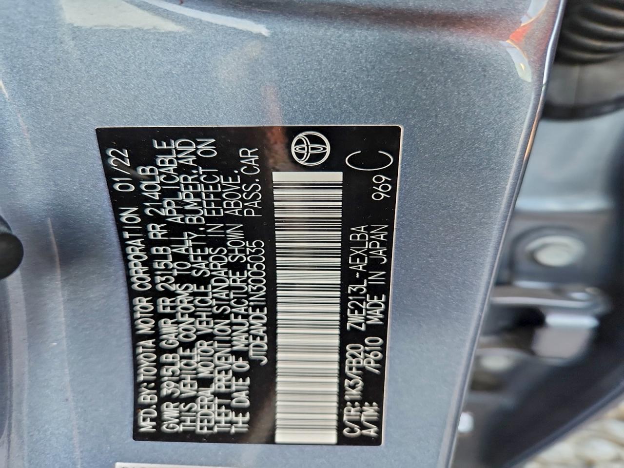 2022 TOYOTA COROLLA LE photo 13