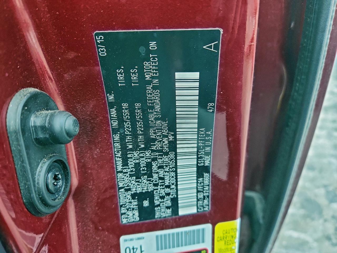 2015 TOYOTA SIENNA LE photo 14