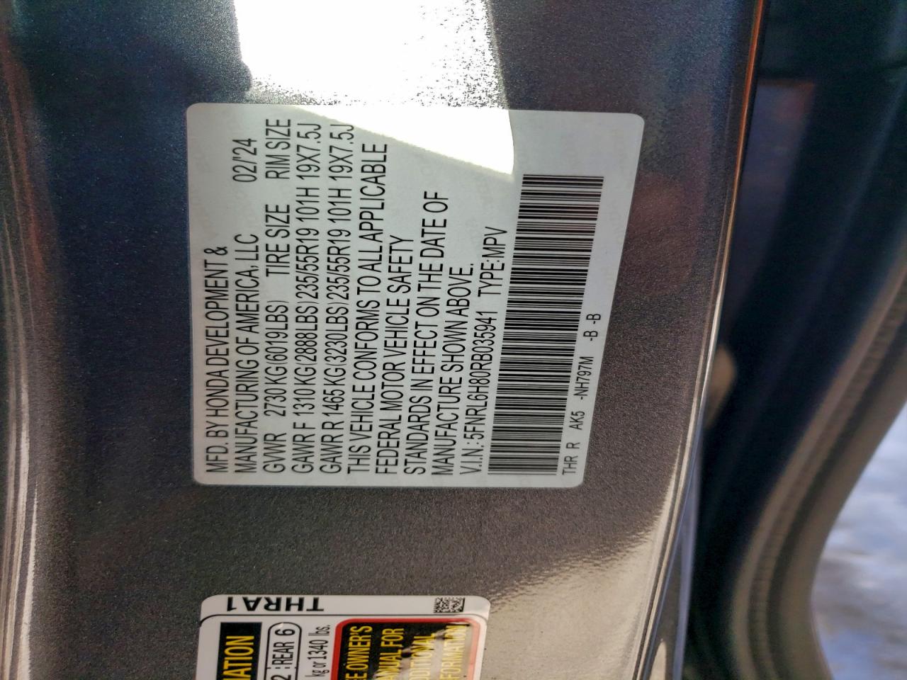 2024 HONDA ODYSSEY TOURING photo 13