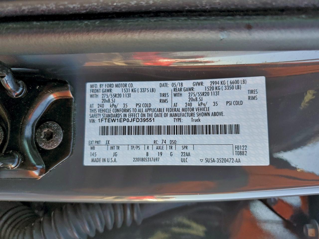2018 FORD F150 SUPERCREW photo 12