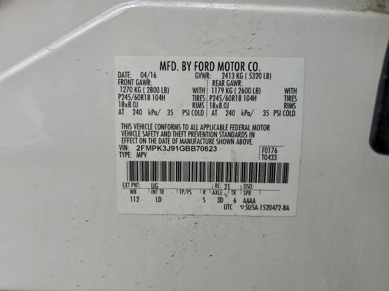 2016 FORD EDGE SEL photo 13