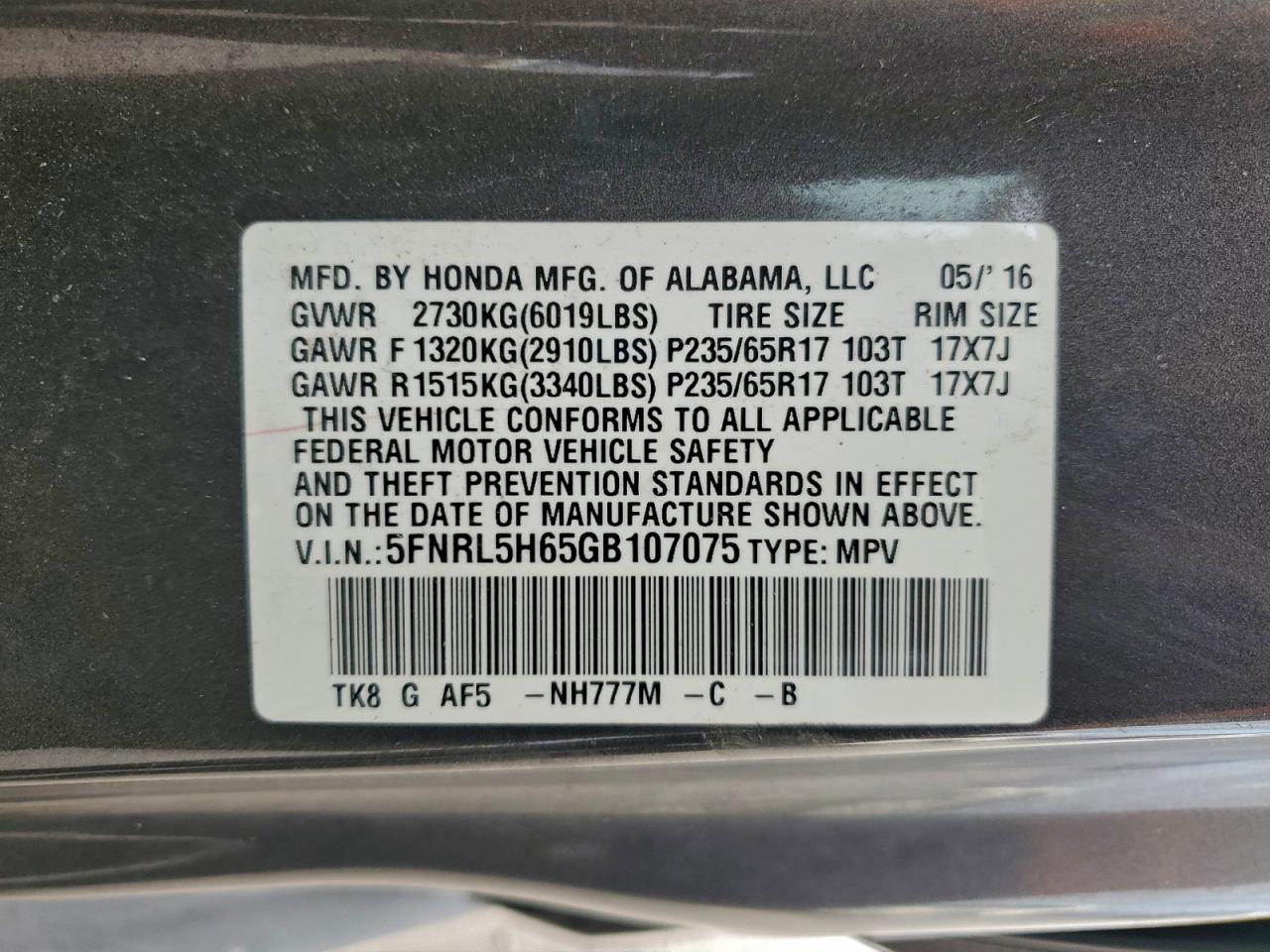 2016 HONDA ODYSSEY EXL photo 13