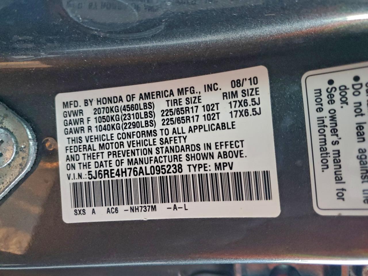 2010 HONDA CR-V EXL photo 13