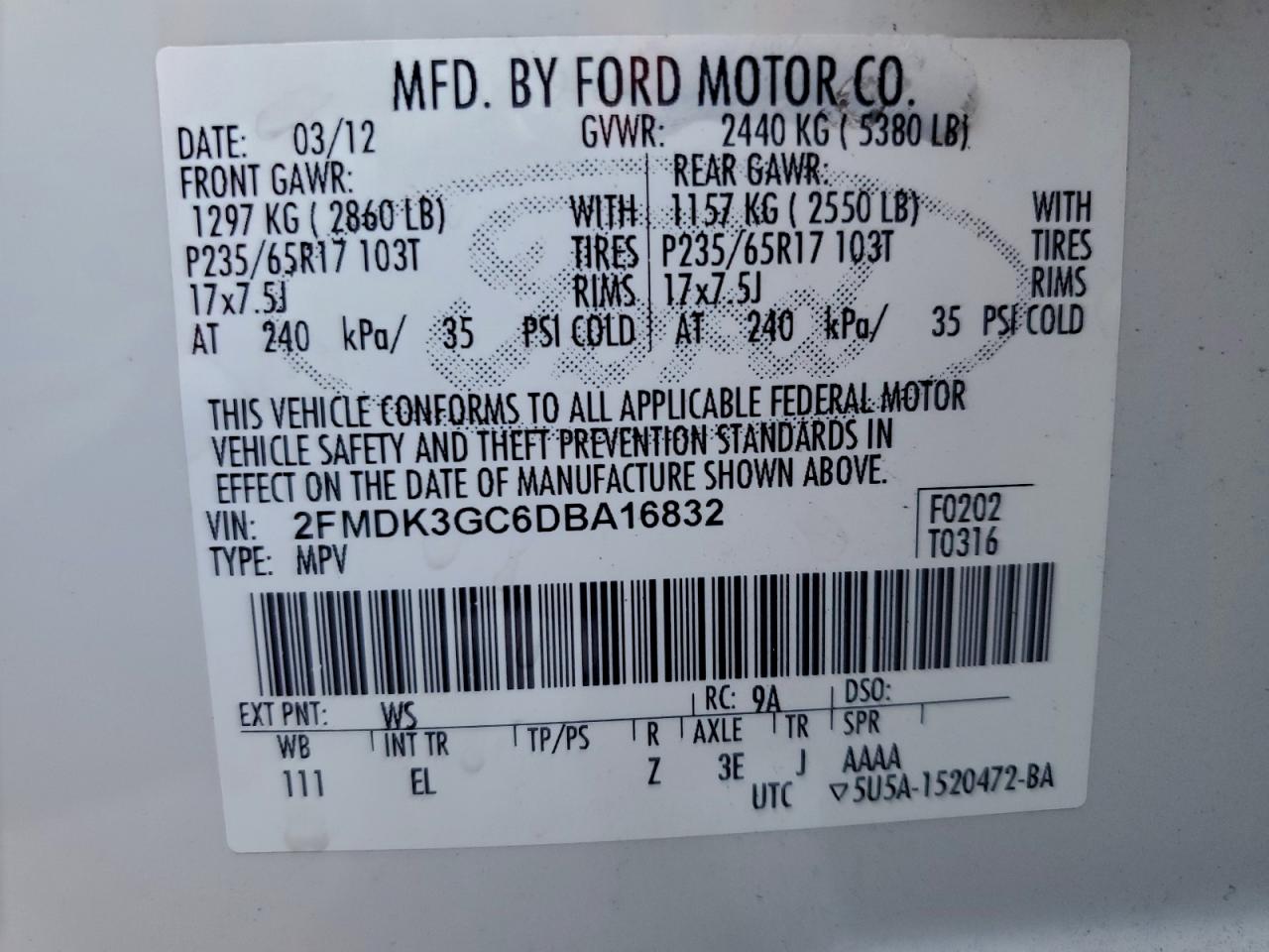 2013 FORD EDGE SE photo 13
