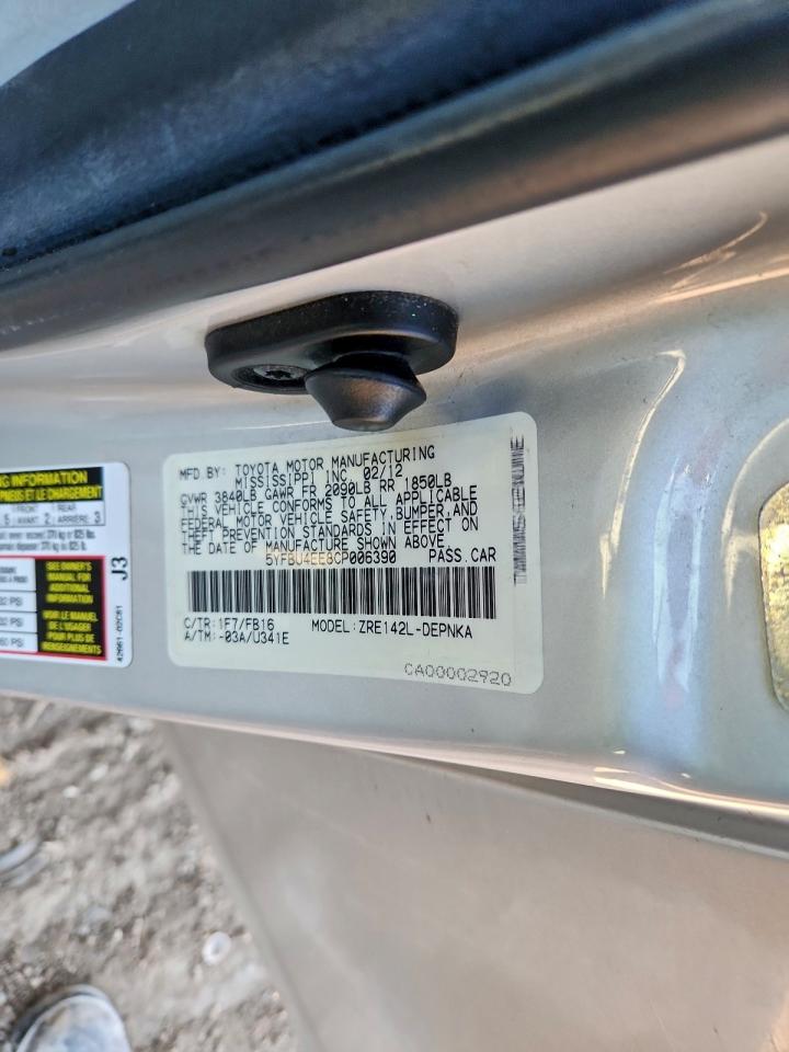 2012 TOYOTA COROLLA BASE photo 12