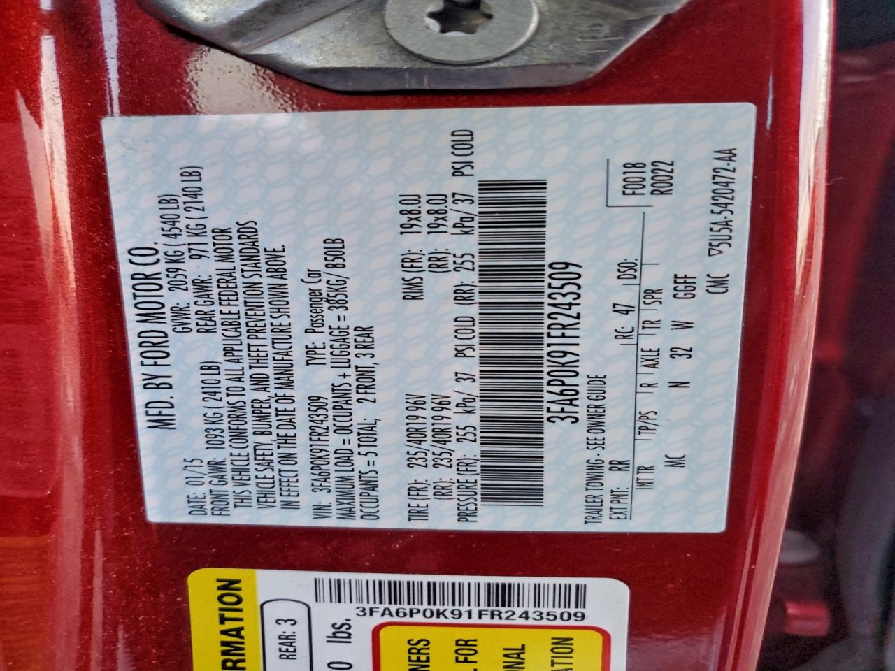 2015 FORD FUSION TITANIUM photo 12