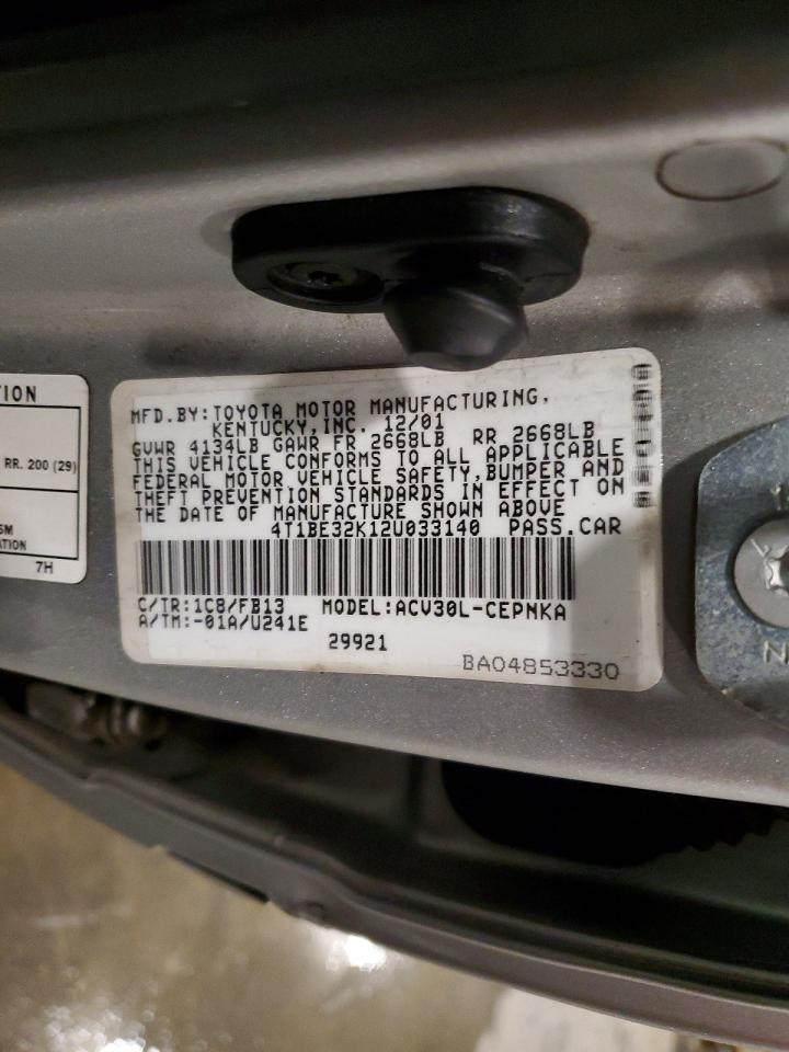 2002 TOYOTA CAMRY LE photo 12