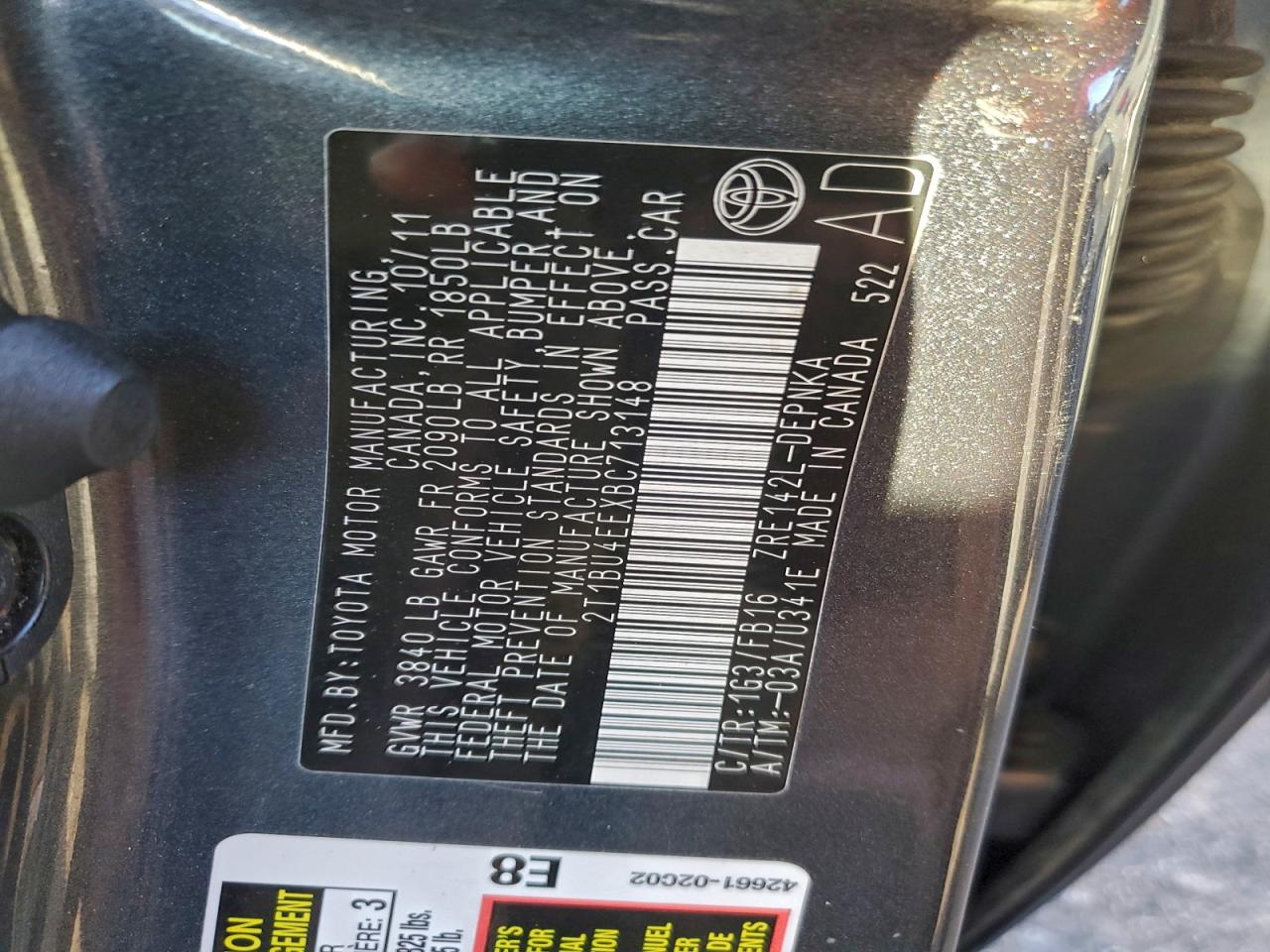 2011 TOYOTA COROLLA BASE photo 13