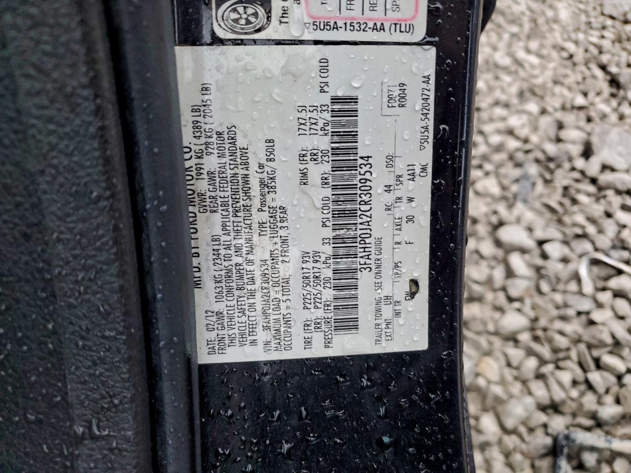 2012 FORD FUSION SEL photo 12