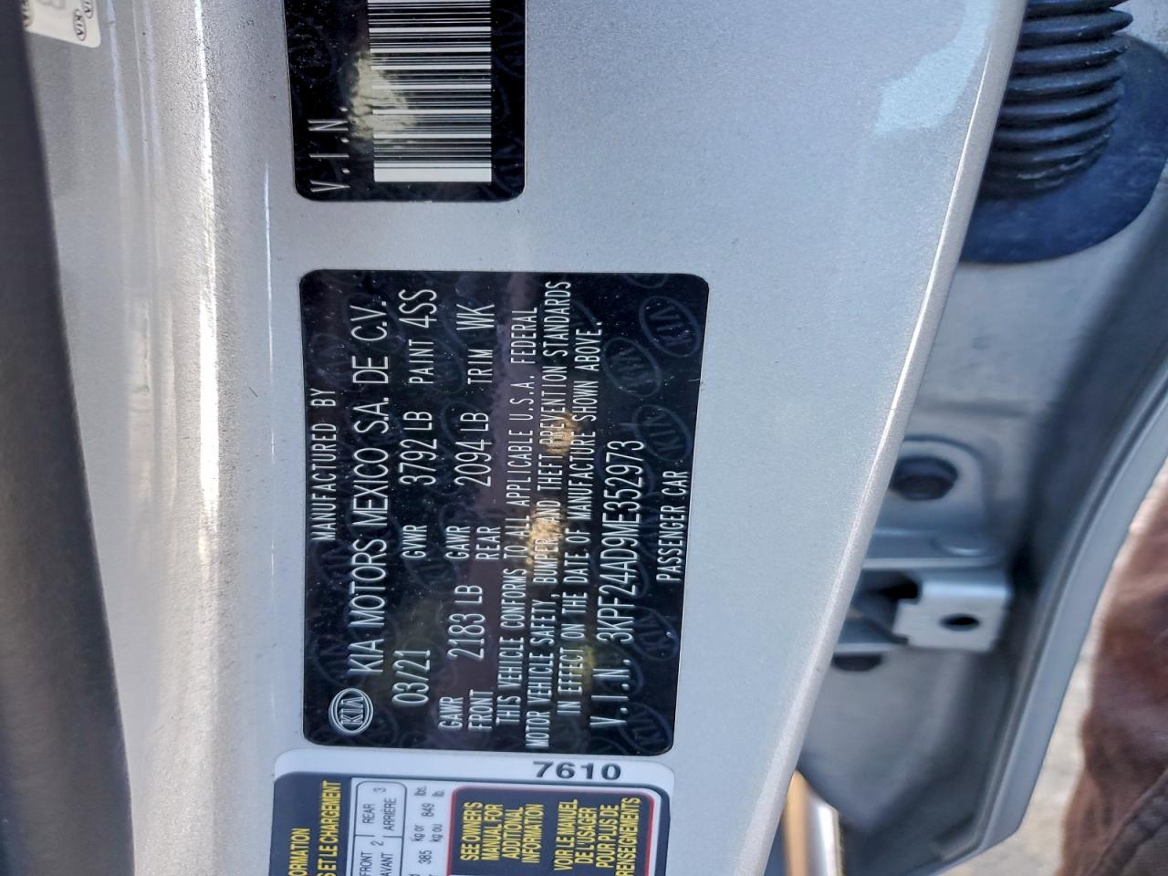 2021 KIA FORTE FE photo 25