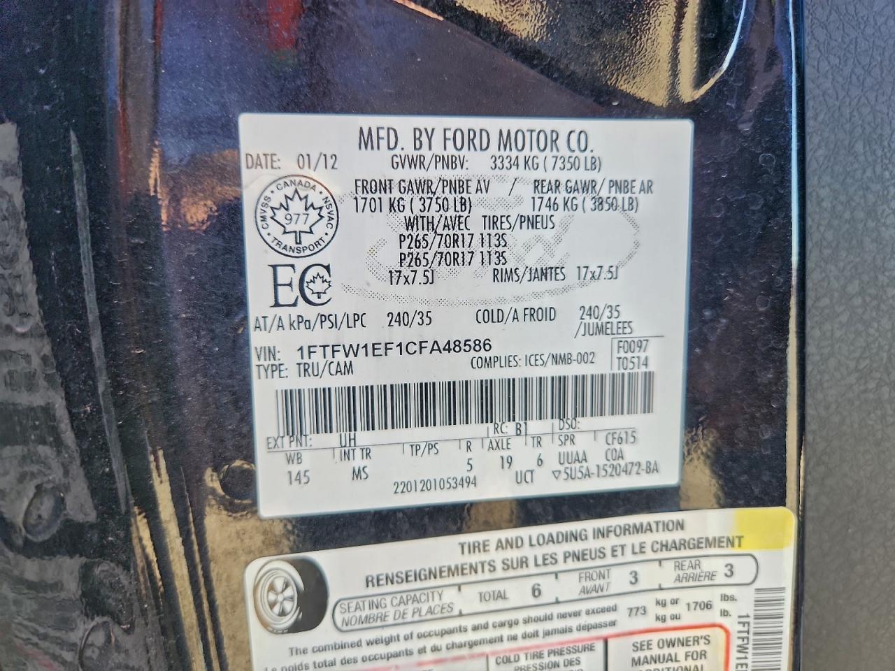 2012 FORD F-150 XLT photo 12