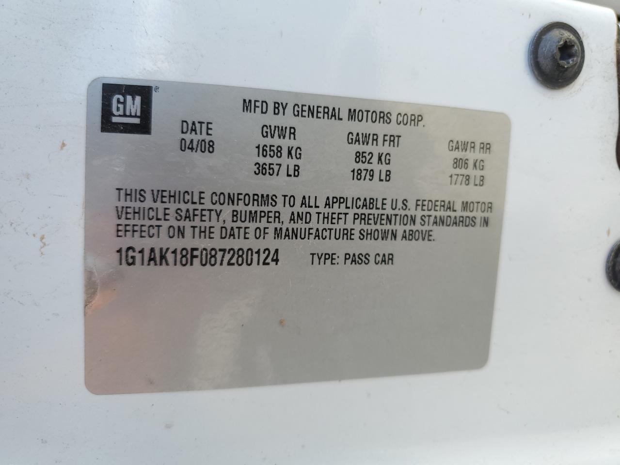 2008 CHEVROLET COBALT photo 12