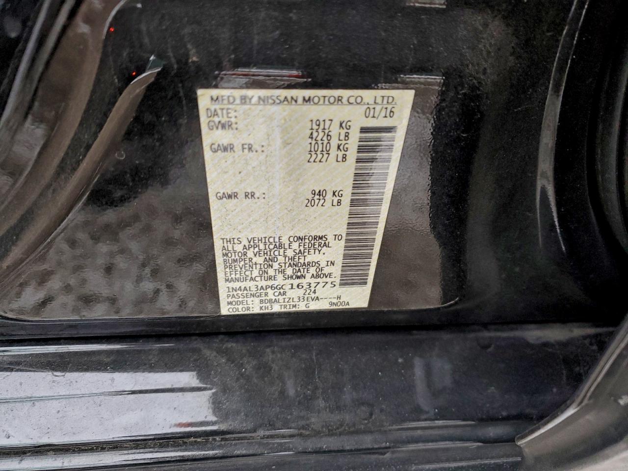 2016 NISSAN ALTIMA 2.5 photo 12