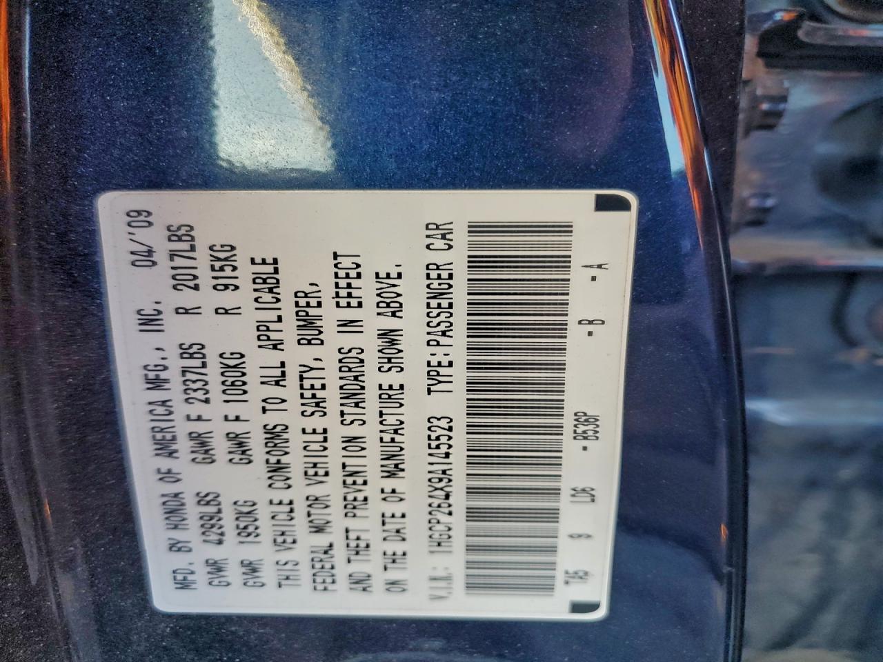 2009 HONDA ACCORD LXP photo 12
