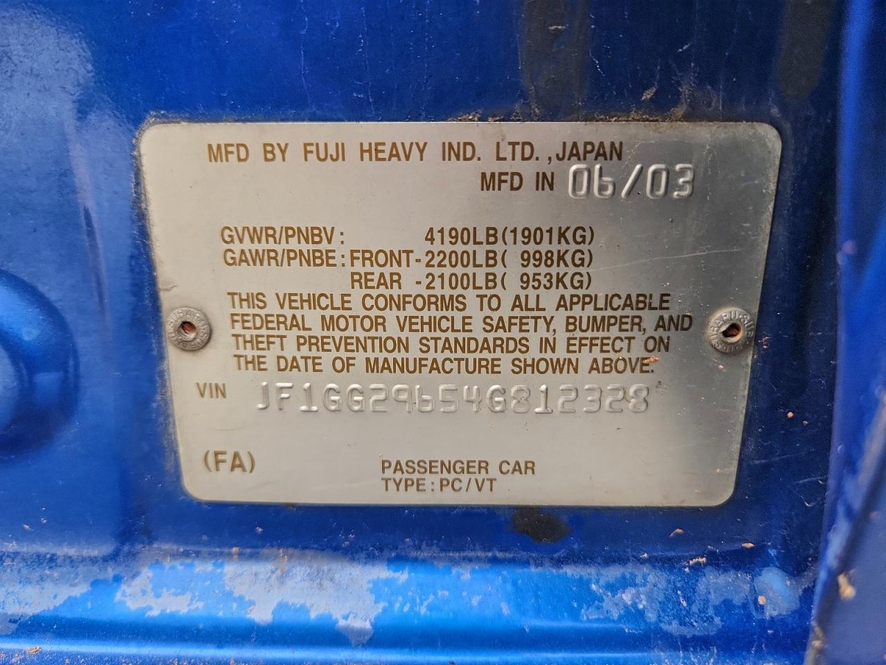 2004 SUBARU IMPREZA WRX photo 12