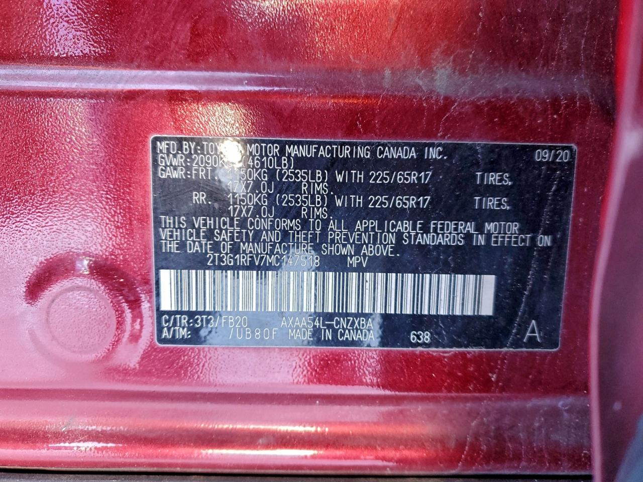 2021 TOYOTA RAV4 LE photo 13