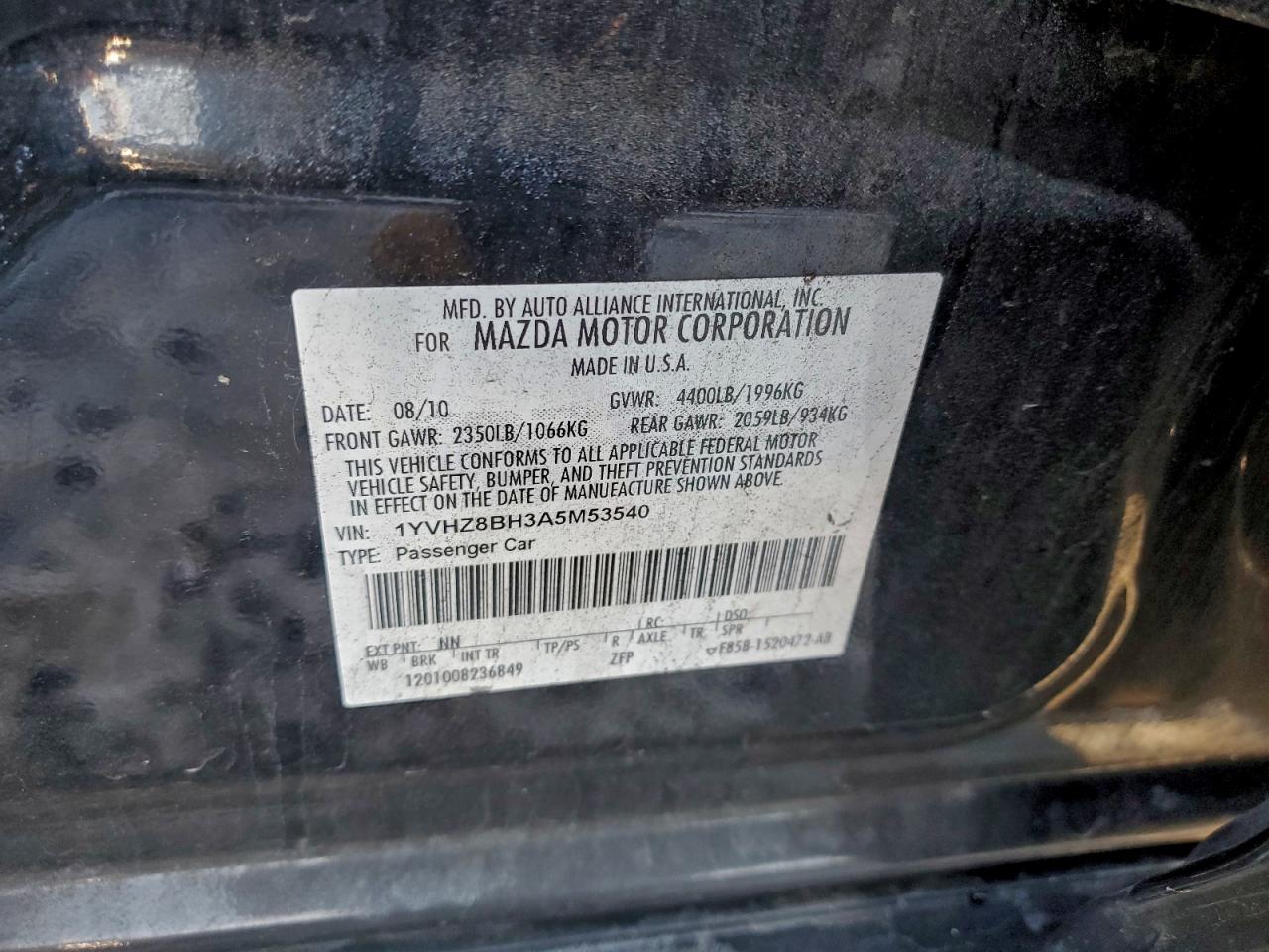 2010 MAZDA 6 I photo 12