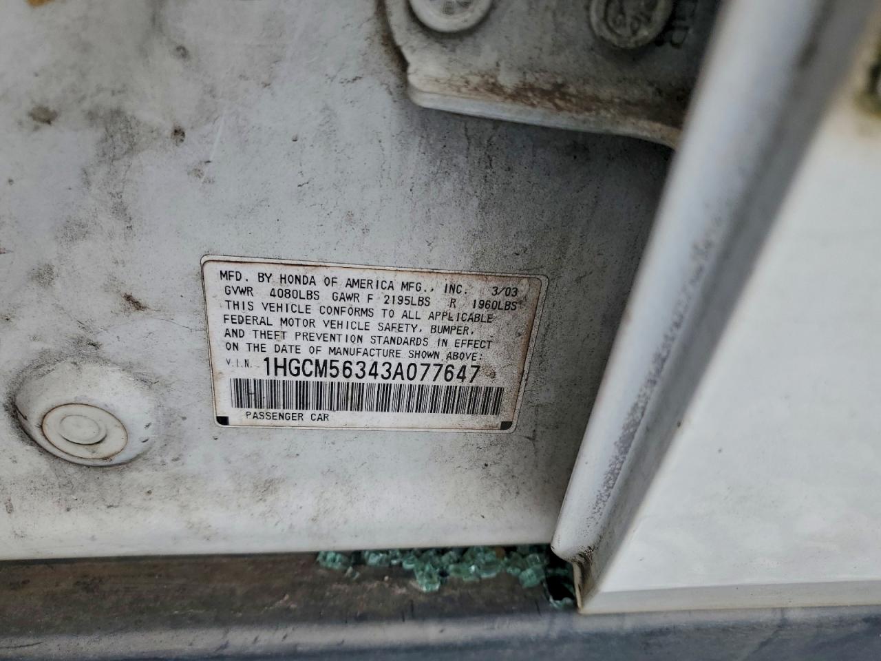 2003 HONDA ACCORD LX photo 12