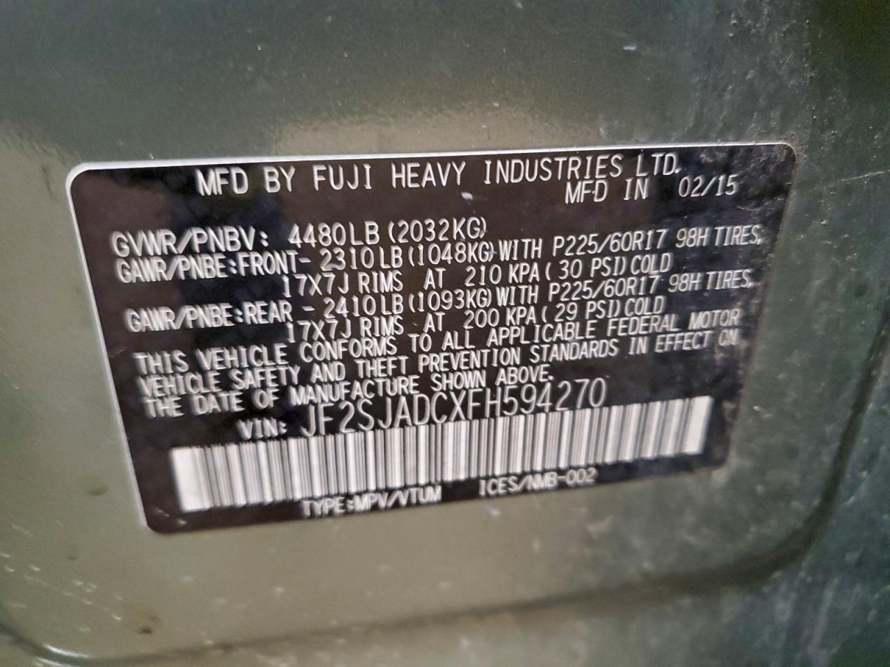 2015 SUBARU FORESTER 2.5I PREMIUM photo 14