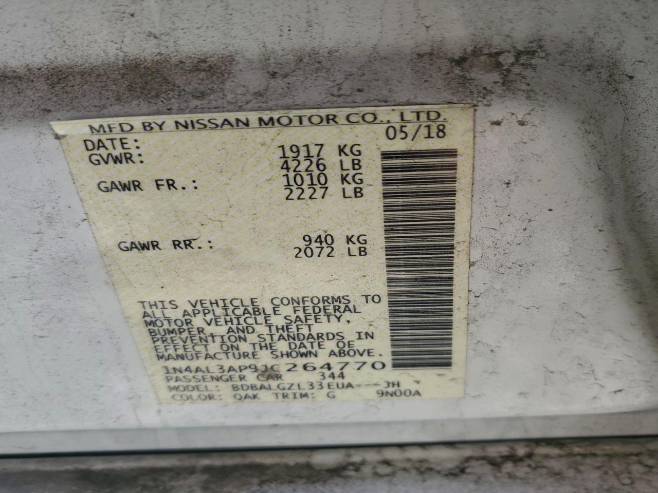 2018 NISSAN ALTIMA 2.5 photo 12