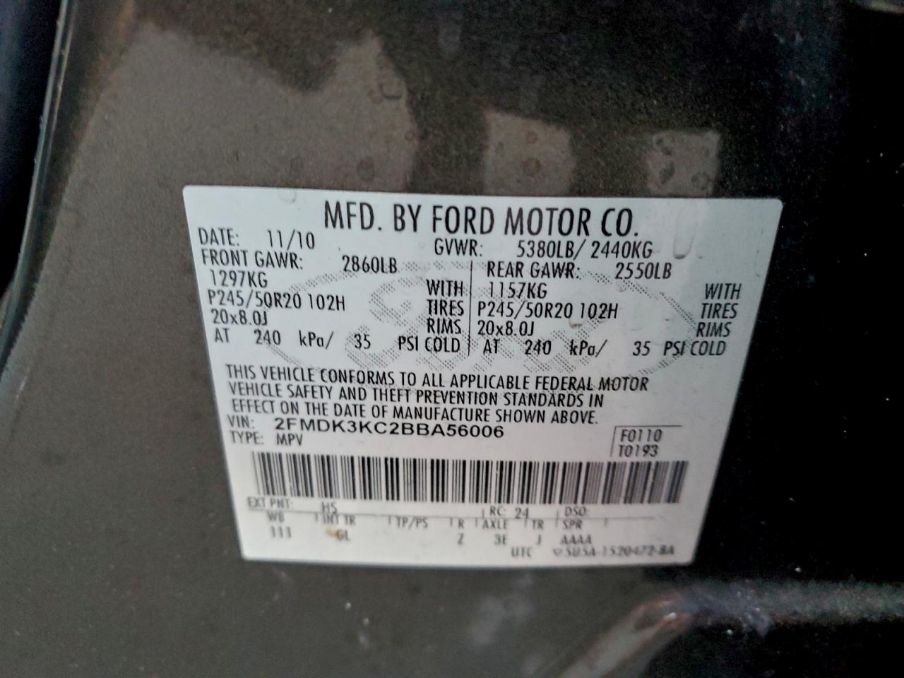 2011 FORD EDGE LIMITED photo 13