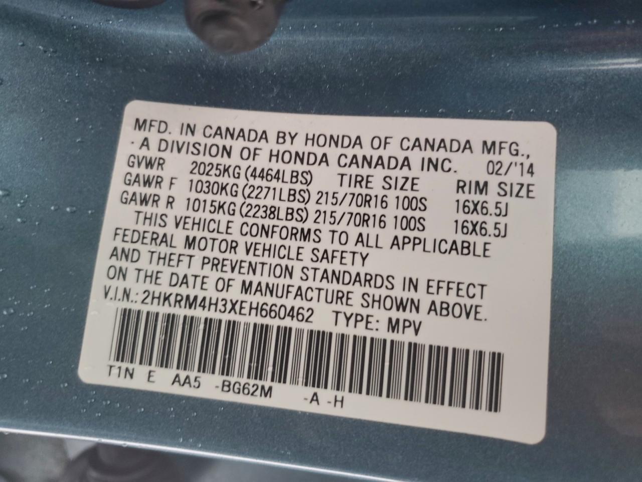 2014 HONDA CR-V LX photo 14