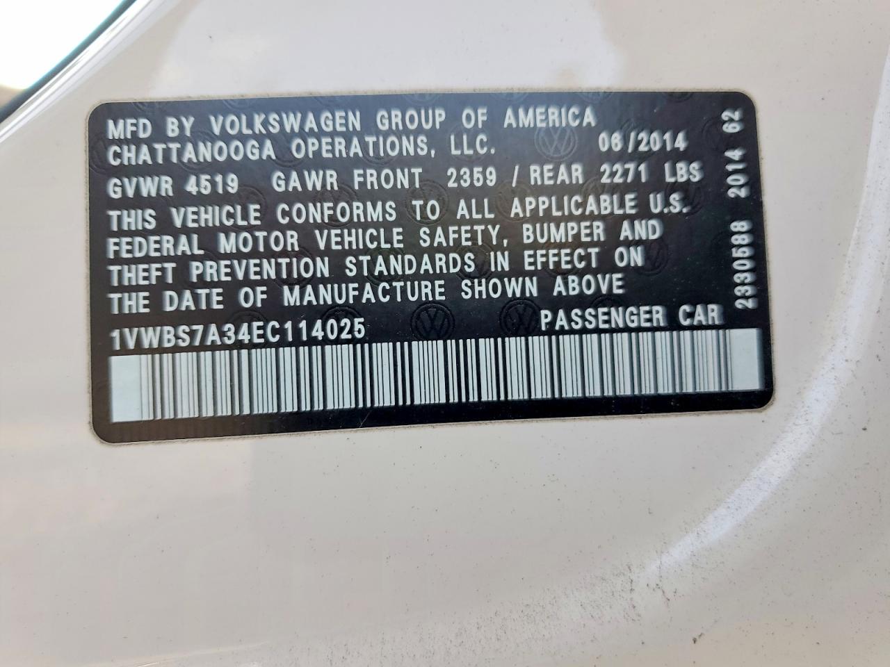 2014 VOLKSWAGEN PASSAT SE photo 12