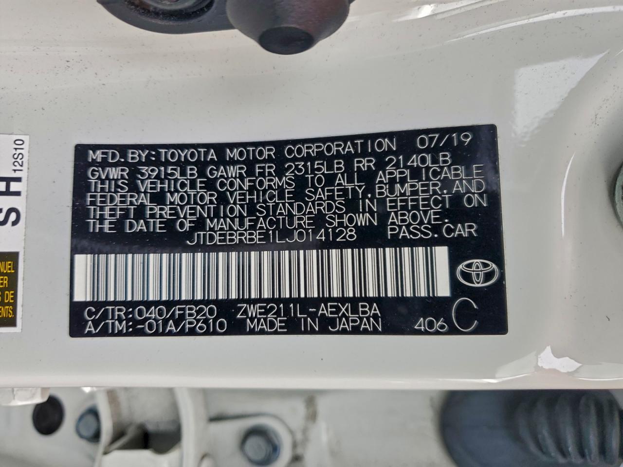 2020 TOYOTA COROLLA LE photo 13