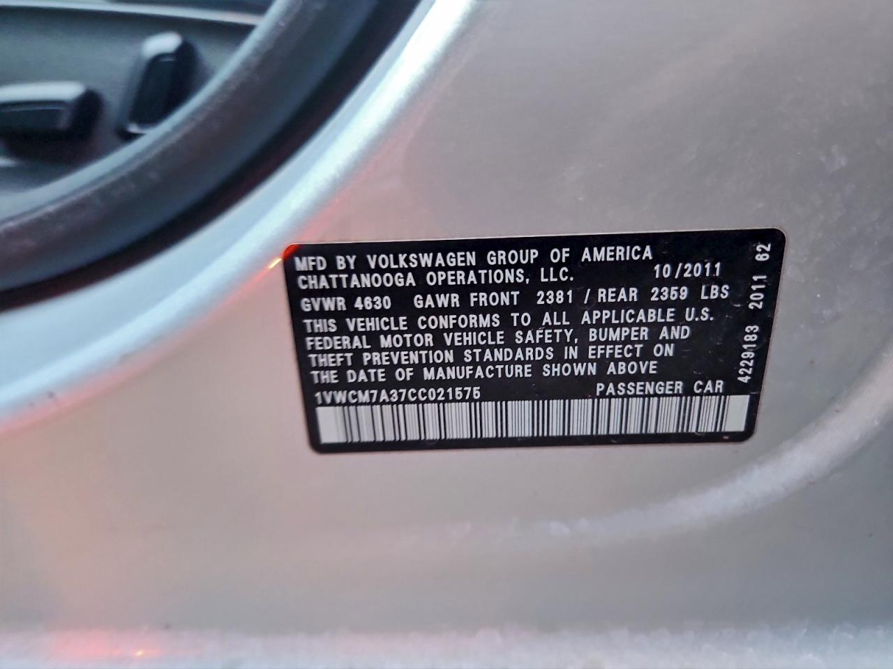 2012 VOLKSWAGEN PASSAT photo 23
