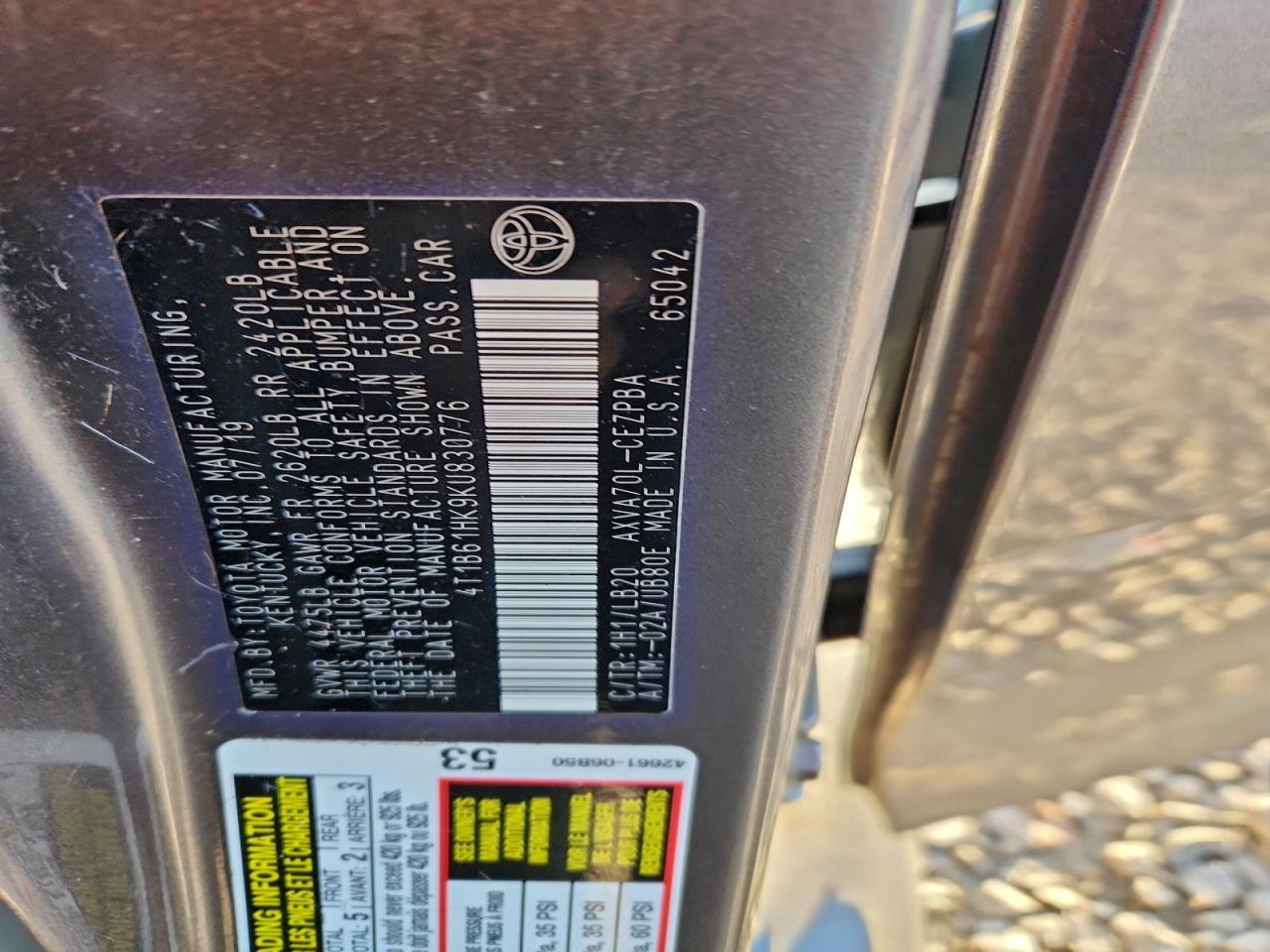 2019 TOYOTA CAMRY XSE photo 12