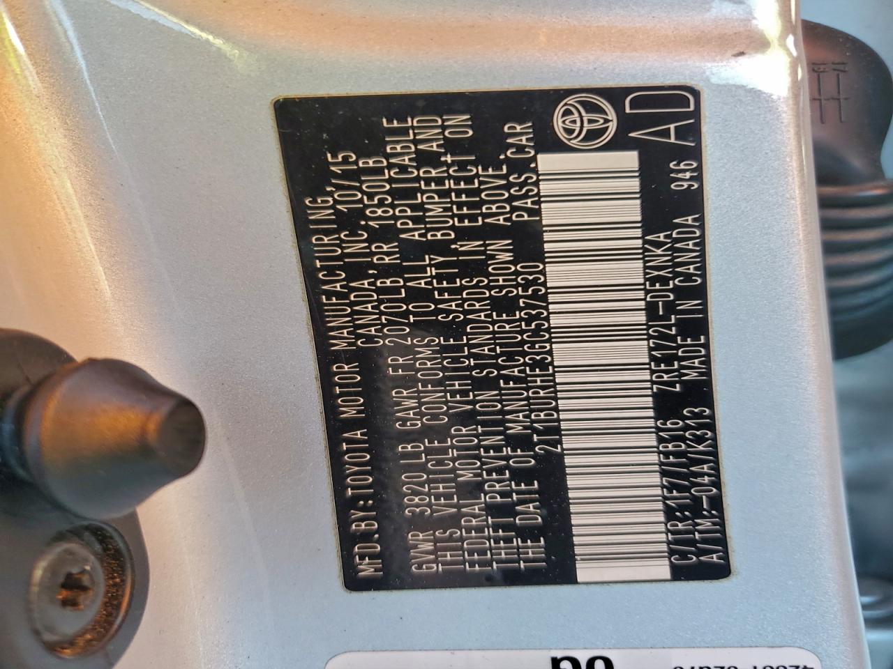 2016 TOYOTA COROLLA L photo 12