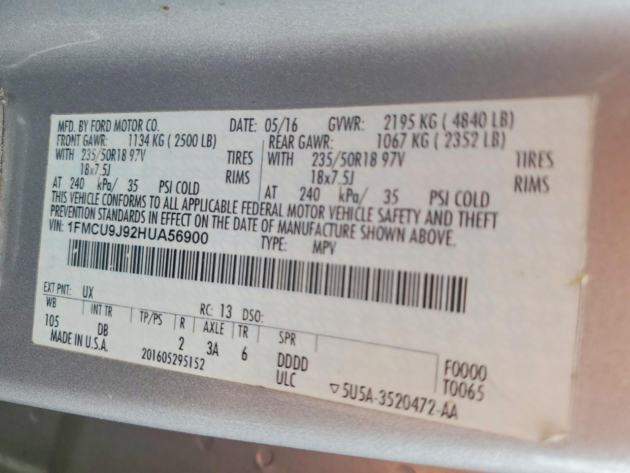 2017 FORD ESCAPE TITANIUM photo 12