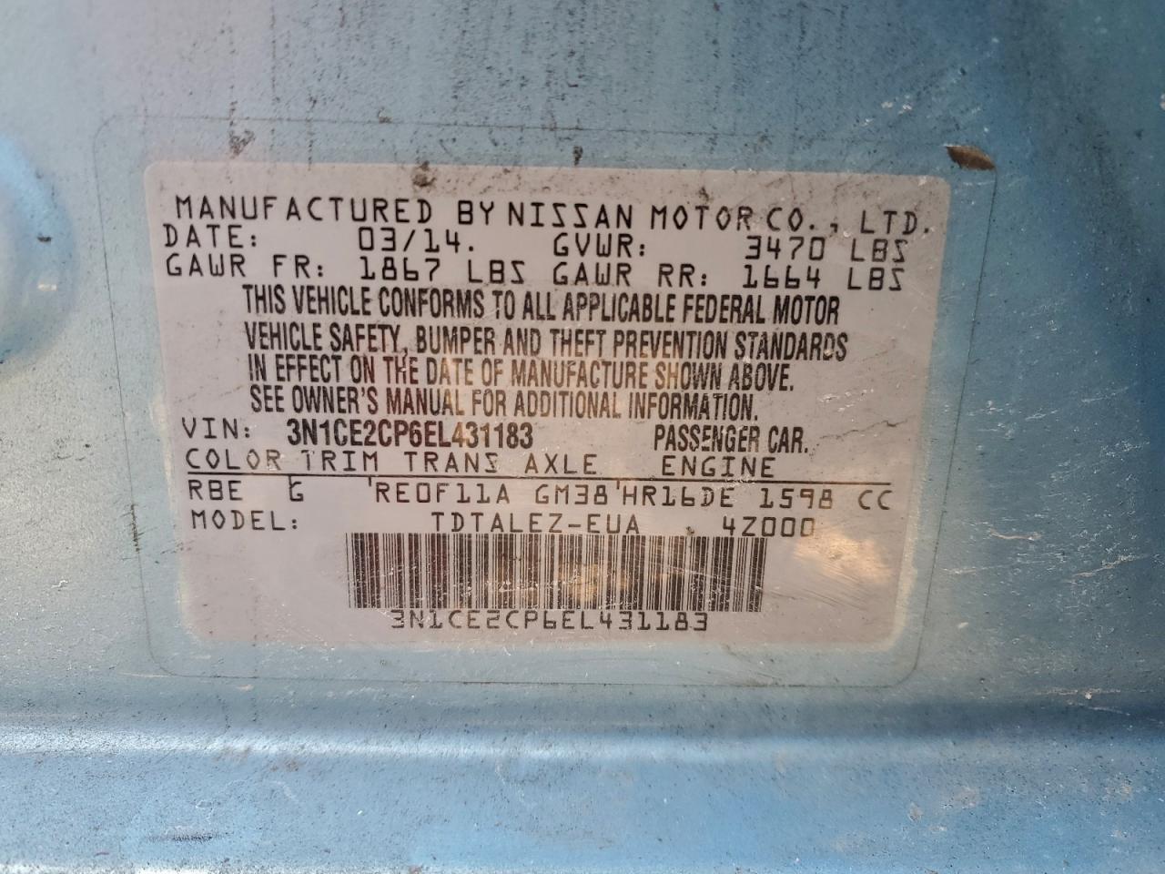 2014 NISSAN VERSA NOTE S photo 12