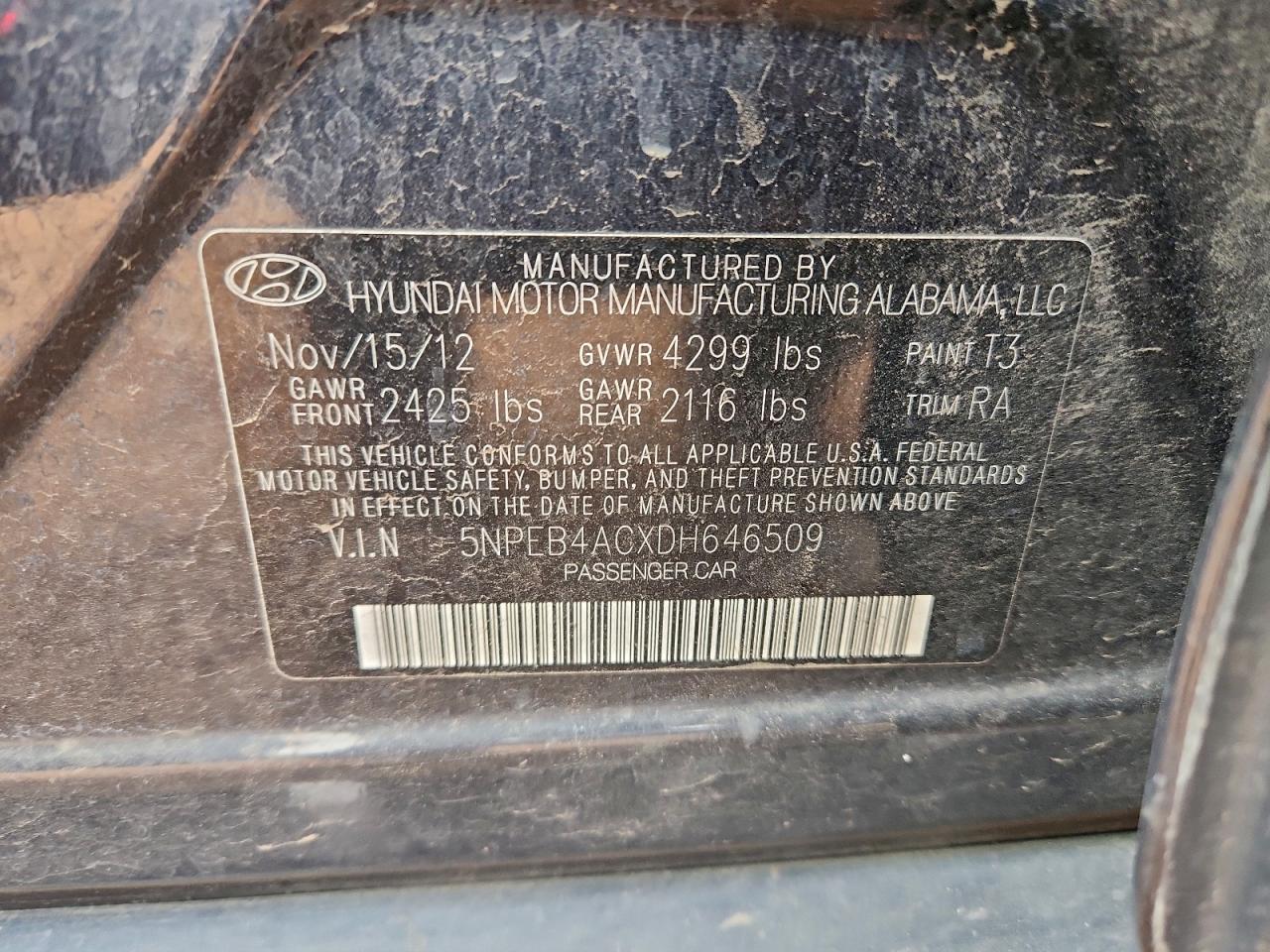 2013 HYUNDAI SONATA GLS photo 13