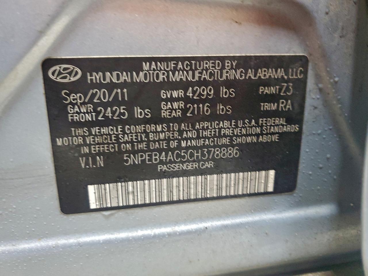 2012 HYUNDAI SONATA GLS photo 13