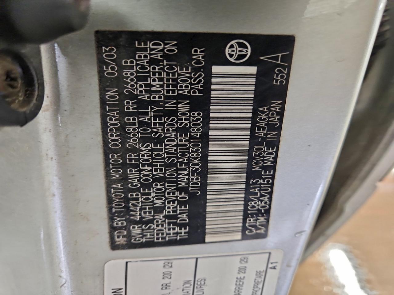 2003 TOYOTA CAMRY LE photo 12