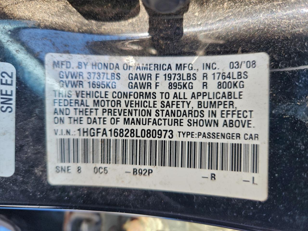 2008 HONDA CIVIC EX photo 12