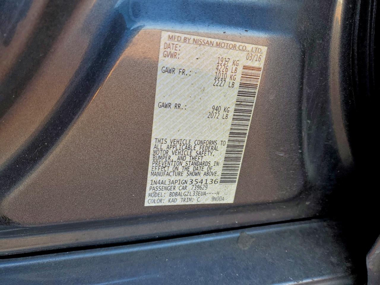 2016 NISSAN ALTIMA 2.5 photo 34