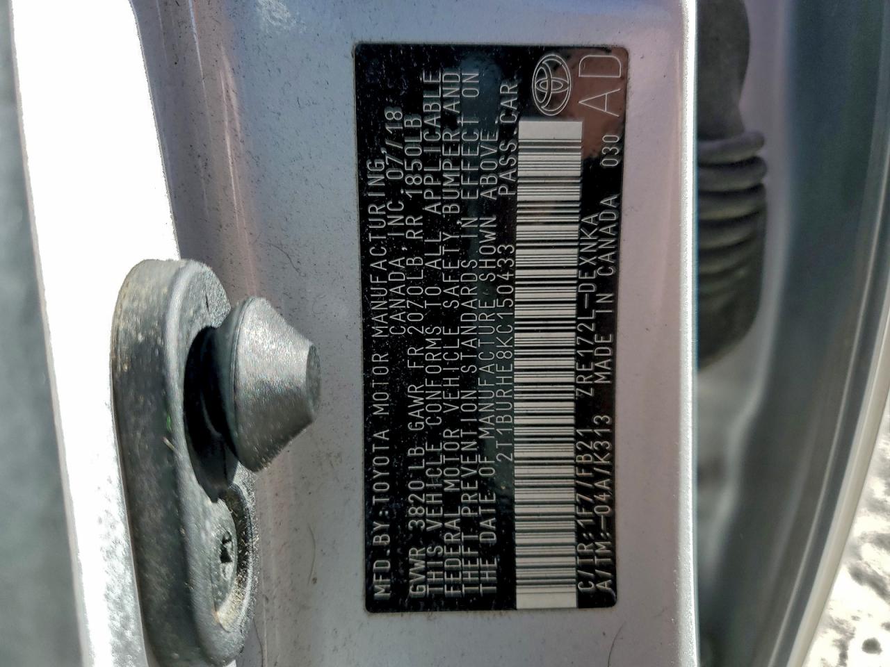 2019 TOYOTA COROLLA L photo 13