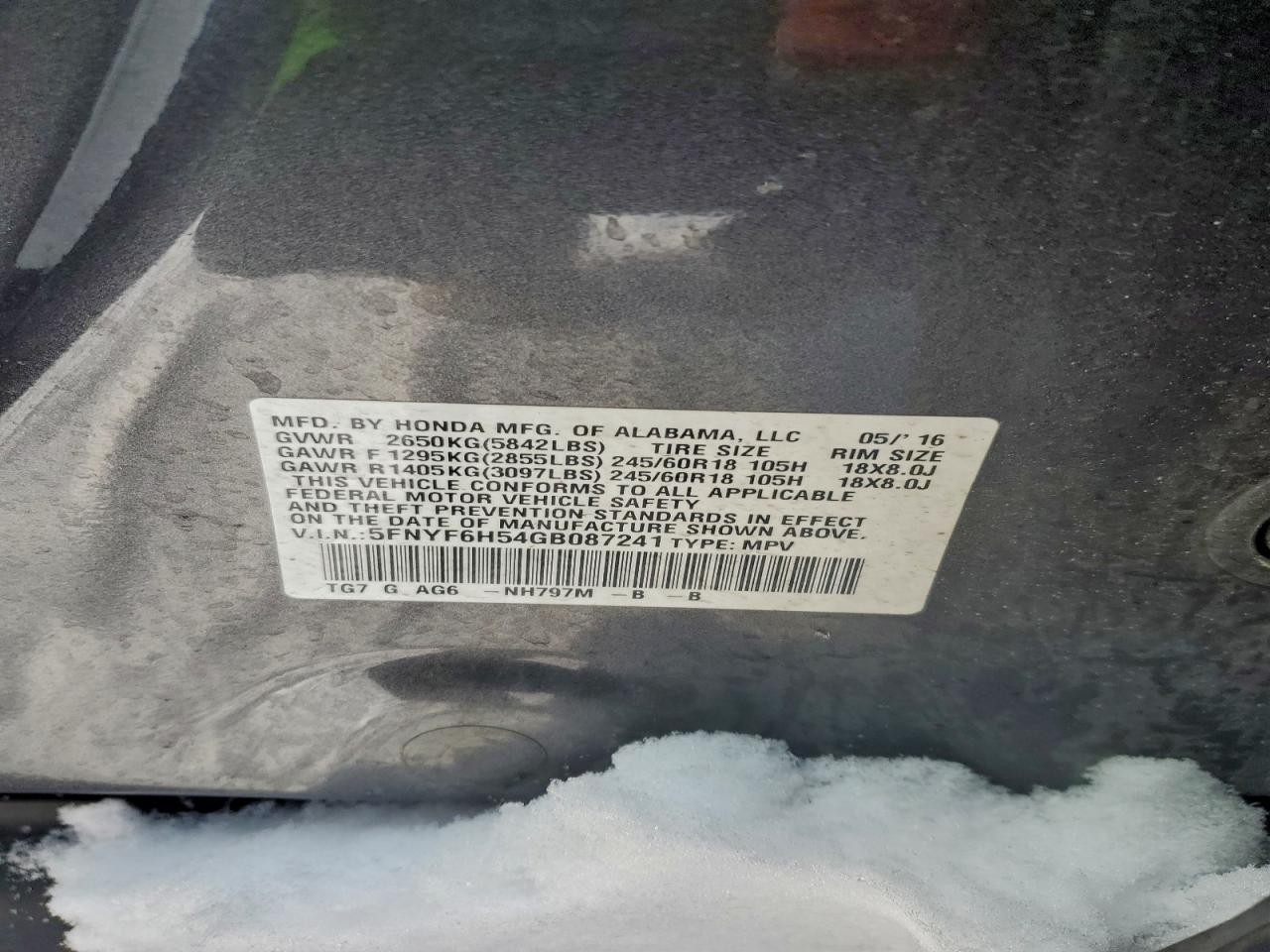 2016 HONDA PILOT EXL photo 13