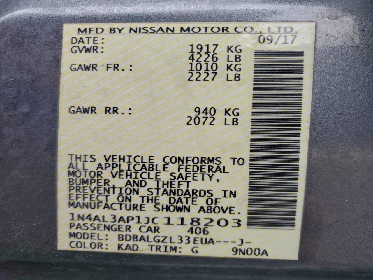 2018 NISSAN ALTIMA 2.5 photo 13