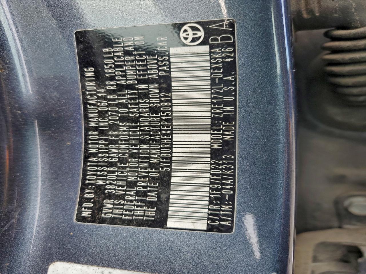 2014 TOYOTA COROLLA L photo 13