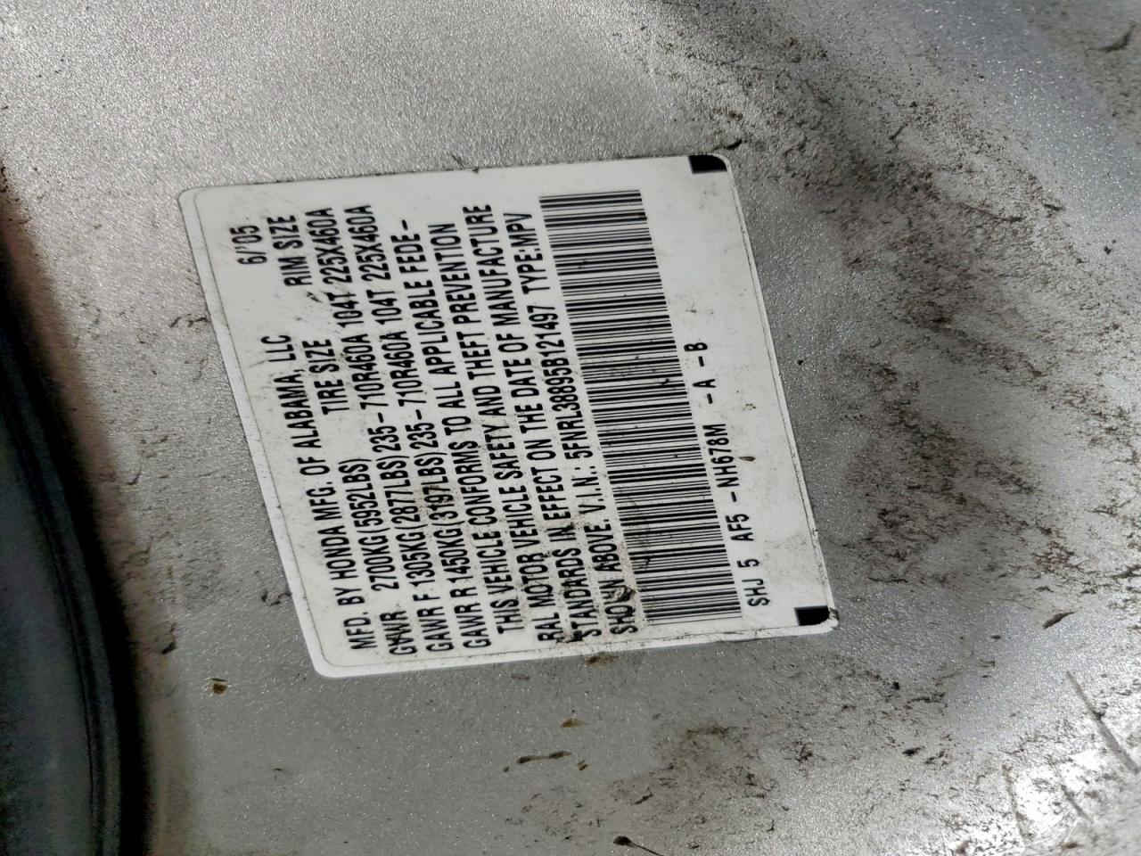 2005 HONDA ODYSSEY TOURING photo 12