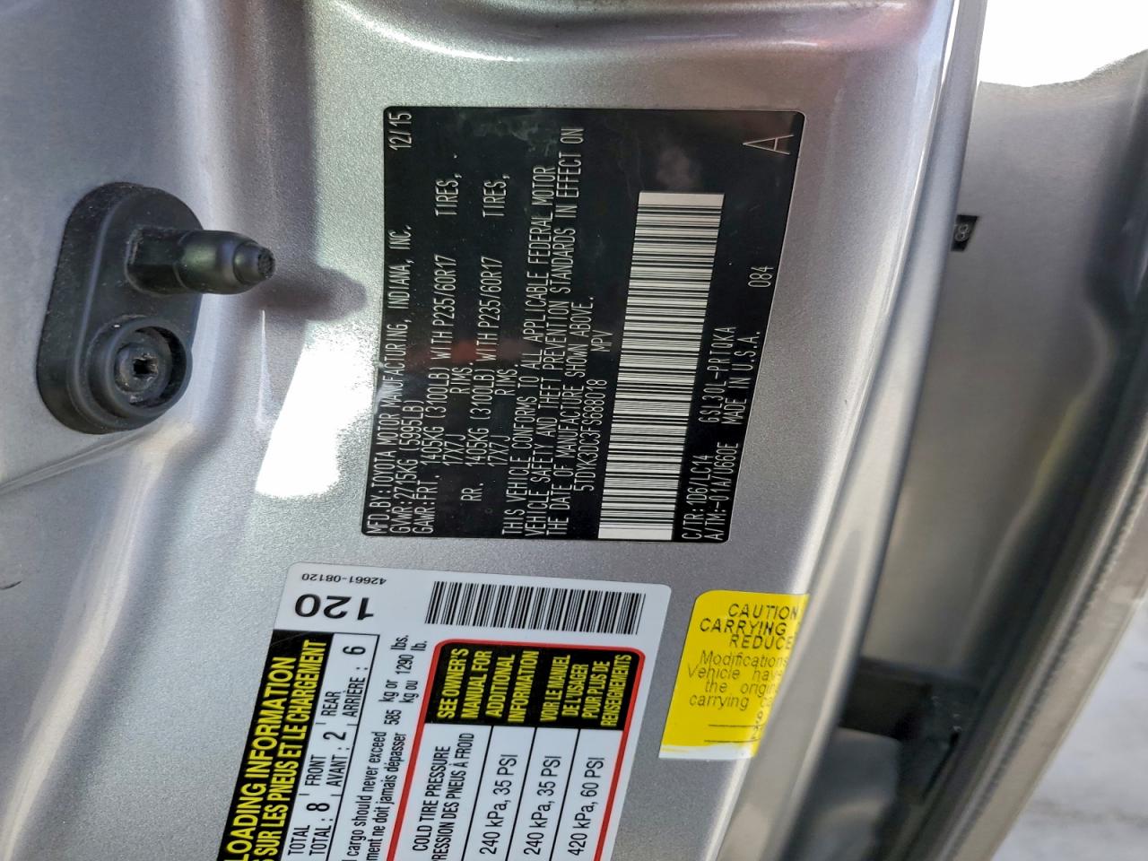 2015 TOYOTA SIENNA XLE photo 14