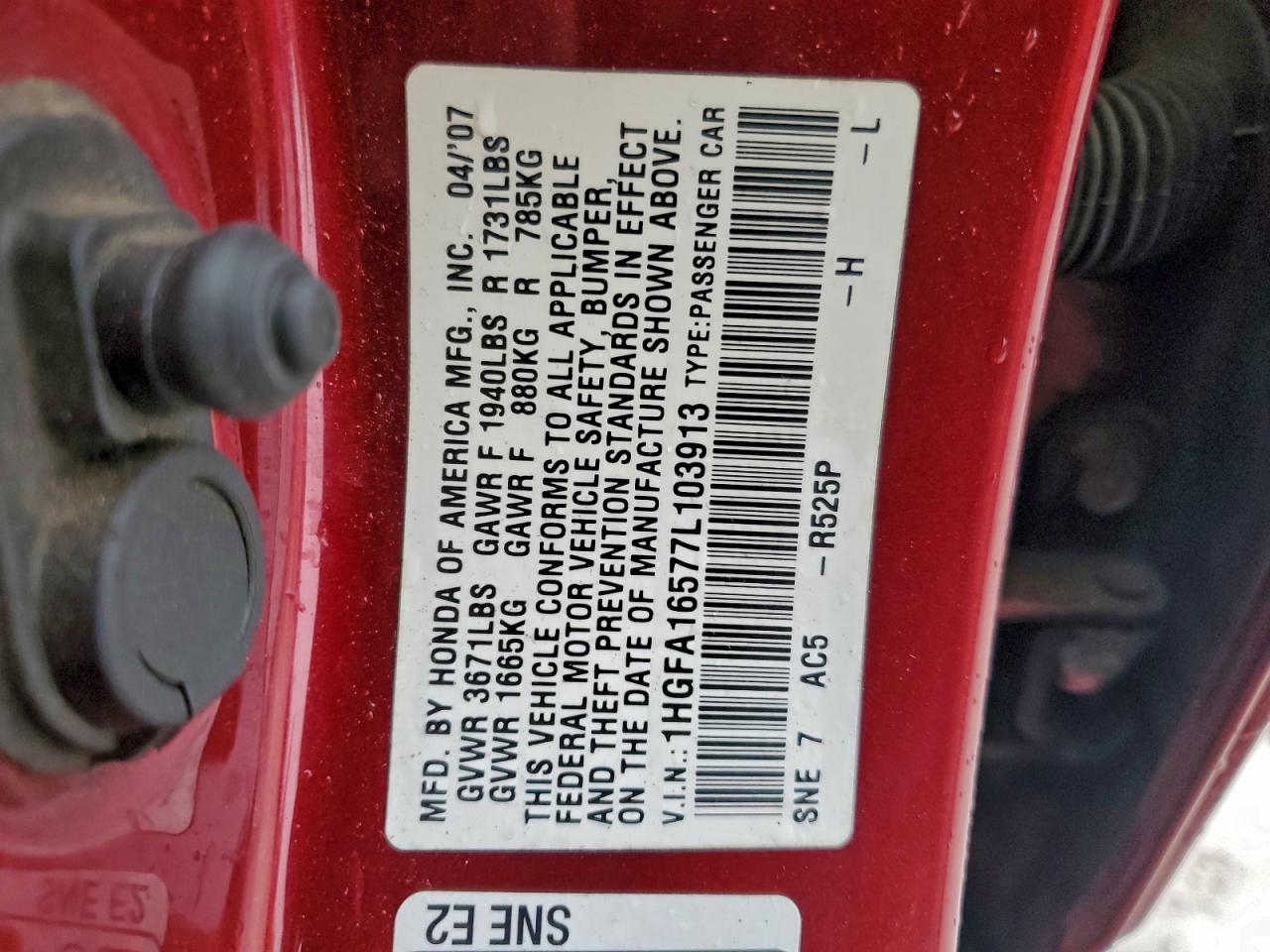 2007 HONDA CIVIC LX photo 13